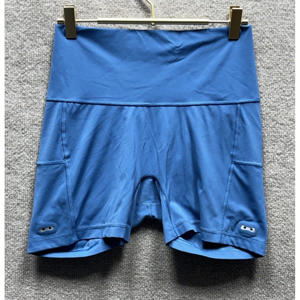 Gymshark Women's M Solid Blue Athletic Activewear Bike Shorts Polyester Blend